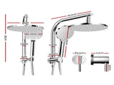Cefito 9'' Rain Shower Head Set Handheld Round High Pressure Twins Tap Chrome SHOWER-A1-RO-9-SI-TAP-RO