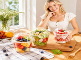 100 Pack Disposable Plastic Cups with Dome Cross Lids 8.45 Ounce Clear Round Fruit Containers for V1192-AZ-W-24188