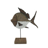 Set 2 Handcrafted Fish On Base Assort 28cm, 20cm V637-12805FSH