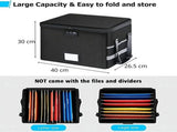 CARLA HOME Fireproof Document Box with Lock - Collapsible Black - Glass Fiber - Reflective Strip V178-36525