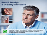 Rechargeable Hearing Amplifier with Charging Case Compact Sound Enhancer for Daily Use, Noise V1107-CS-BTYS905
