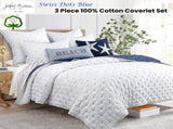 Jenny Mclean Swiss Dots Blue 3 Piece Coverlet Set Queen V442-RAN-COVERLET-SWISSDOTS-BLUE-QS