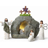 4 Pieces Easter LED Cross Shaped Resin Table Decor Resurrection of Jesus Statue Set Easter Resin V1192-AZ-W-33951