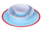 3 Piece Set of Salad Tableware Fruit Snack Plate Bowl and Cup Set Salad TablewareLight Blue Dots V1294-YM0523-3118210289912