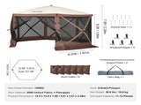 Pop Up Gazebo Tent, Pop-Up Screen Tent 6 Sided Canopy Sun Shelter with 6 Removable Privacy Wind V952-ZPSLTZS125X1X8KS1V0
