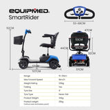 EQUIPMED Electric Mobility Scooter Portable Folding for Elderly Older Adult, SmartRider Black & Blue V219-EQMOHC07A