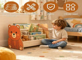 Double Sided Kids Bookshelf, Kid Friendly Low Height Structure, for Baby Nursery Room, Playroom V1369-AZ3-W-12103