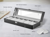 6-slot Leather Watch Box, Watch Box Organizer Glass jewelry Storage Black V1259-DP01-A-2870