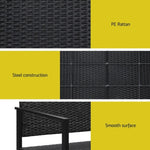 Gardeon Outdoor Garden Bench Seat Rattan Chair Steel Patio Furniture Park Black GB-RATTAN-BK