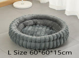 Detachable Faux Rabbit Fur Round Pet Bed, All Season Thick Cushion Pet Bed, Moisture Proof Indoor V1221-XM-LB2808-GM115