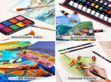 Cherry red 175-Piece Deluxe Art Set with 2 Drawing Boards, Wax Crayons, Acrylic Paints, Colored V1106-MSHB175005