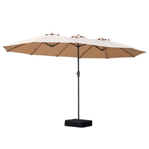 Centra 4M Double-sided Patio Umbrella Outdoor Umbrella Base Stand Khaki OD1064-4X2M-KH