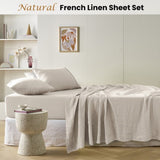 Vintage Design Homewares Natural French Linen Sheet Set Super King V442-HIN-SHEETS-FRENCHLINEN-NATURAL-SK