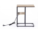 Artiss C-Shaped End Table Charging Station 2-Tier Side Coffee Table Bedside Wood FUR-U-COF-09-WD