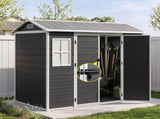 Giantz Garden Shed Resin Outdoor Storage Box 2.44x1.31M Tool Shed Backyard Black SHED-GAB-P-4X8-BK-ABC
