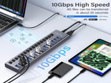 ACASIS HS-716MG USB 3.2 Gen2 10Gbps 12V/8A 16 Port USB-A On/Off Switch with AC Power Adapter for V28-ELEACAHS716MG