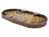 Sandbox with Cover, 72 x 41.5 x 9.1 in Oval Sand Box, HDPE Sand Pit with 4 Corner Seating and Bottom V952-SXSLTYXJCK00EEGPJV0