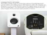 Kanto REN 200W Powered Bookshelf Speakers with HDMI ARC, USB-C, and Bluetooth 5.3 - Matte White, V398-KO-RENMW-I