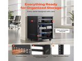 16U AV Rack, 90.7 kg Max Load Capacity, Home Recording Studio Rack with Lockable Caster Wheels, Open V952-LYSJJ16U18YCAXC9D001V0