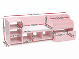 Keezi Kids Storage Unit Bookshelf Toy Box Organiser Bench Seat Cabinet 170cm Pink FURNI-N-BOOK-170-PK-AB