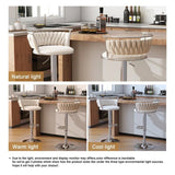 SERENIT Silver Swivel Upholstered Velvet Adjustable Height Counter Stool with Metal Frame White V255-GP2311R-WHITE