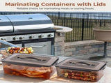 2PCS Marinating Containers with Lids, 12.5 & 8.3 Quart Airtight Plastic Brining Containers, Food V1369-AZ3-W-08733