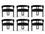 Artiss Dining Chairs Set of 6 Velvet Upholstered Barrel Chairs with Curved Armrests & Back Black UPHO-C-DIN-2553-BKX6