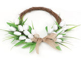 Front Door Wreath Hanging Decoration Simulated Flower Holiday Spring Home Decoration White with V1294-YM0901-3115250115511