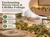 2Pcs Faux Vine Lights Artificial Greenery Garlands, Vines with Fairy Lights for Fireplace, Table, V1369-AZ3-W-08069