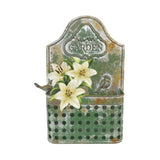 Vintage Green Wall Planter w/ Embossed Garden 29x45cm V637-11054PLN