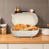 White Metal Bread Box Premium Iron Kitchen Storage Container Organizer for Bread and Food Supplies V1370-AZ4-20745