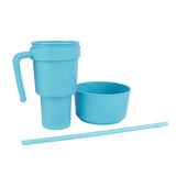 2 In 1 Snack Drink Cup with Straw Large Opening Plastic Beverage Cup Top Snack Bowl for Movie V1294-YM0901-3118230165612