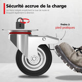 4 pcs Set 75Mm Swivel Castors With Brake - Furniture Castors Up To 50Kg Per Wheel - Heavy Duty V1188-MS-227-1870