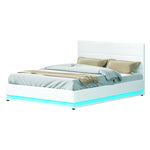 Artiss Bed Frame Queen Size LED Gas Lift White LUMI BFRAME-E-LUMI-Q-WH-ABC