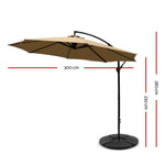 Instahut 3m Outdoor Umbrella w/Base Cantilever Beach Garden Patio Beige UMB-BAN-50-48-BG