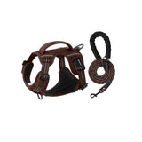 L size Coffee No Pull Dog Harness and Leash Set - Reflective Oxford Fabric Puppy Vest with Control V888-ELOSUNG56318-2