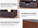 PU Leather Desk Organizer with 6 Compartments and Drawer, Storage Box for Pens and Office Supplies, V1237-ZY-917-142