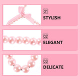 6Pcs Pink Plastic Closet Hangers with Embellishment for Small Garments Storage V1366-AZ2-W-13591