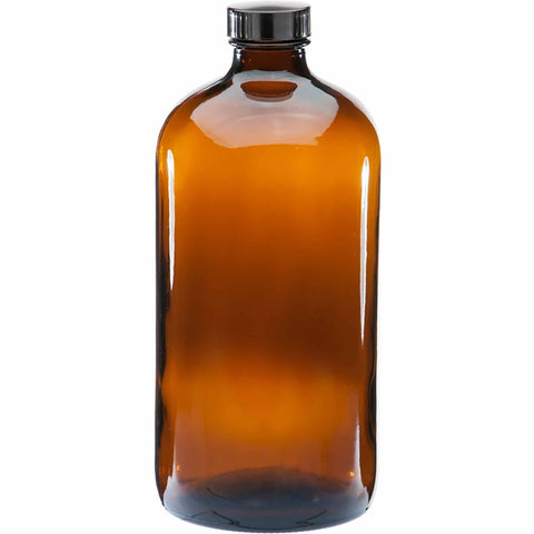 12 x 1L Amber Glass Boston Bottles Screw Cap Empty Essential Oil Bulk V238-SUPDZ-39755808768080