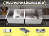 820x457mm Handmade Stainless Steel Undermount / Topmount Kitchen Laundry Sink with Waste V63-772955