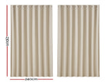 Artiss 2X Blockout Curtains Eyelet 240x230cm Beige BC-MATT-240X230-BG