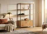 CARLA HOME Bookcase with Cabinet - 3 - Tier Display Shelf - Brown - Storage Cabinet V178-36469