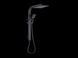 WELS 10" Rain Shower Head Set Square Dual Heads High Pressure with Handheld in Black V63-848021