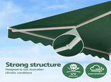 Instahut Retractable Folding Arm Awning Motorised Sunshade 5Mx3M Dark Green AWN-B-ARM-REMOTE-50X30-DKGN