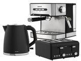 Pronti Breakfast Set with 1.6L Coffee Machine, Silver Noir Toaster & Kettle T02-1711-825