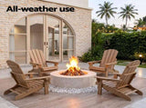 Gardeon Folding Sun Lounger Adirondack Chair Outdoor Lounge Setting HDPE Recliner Footrest Khaki FF-BEACH-HEFD-OTTO-KH