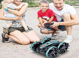 2.4Ghz Remote Control Gesture Sensor Toy Car Boat Truck 4WD Waterproof RC Amphibious Vehicle-Blue V1263-JX-7291