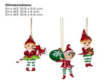 Christabelle 3 Elf Christmas Ornaments Assorted Novelty Figures 10.5cm Xmas Tree Decorations Ha 112_SHD2007