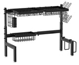 CARLA HOME Adjustable Over the Sink Dish Drying Rack with Utensil Holder, Hooks & Cutting Board Rack LSB-36206