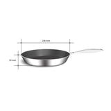 SOGA Stainless Steel Fry Pan 24cm Frying Pan Induction FryPan Non Stick Interior FRYPANNS2870A24CM